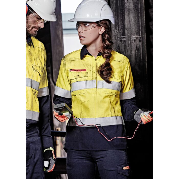 ZW131 Women's FR Closed Front Hooped Taped Spliced Shirt Thumbnail