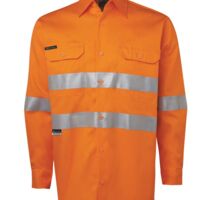 6DNWL Men's JB's Hi Vis L/S (D+N) 150G Work Shirt Thumbnail