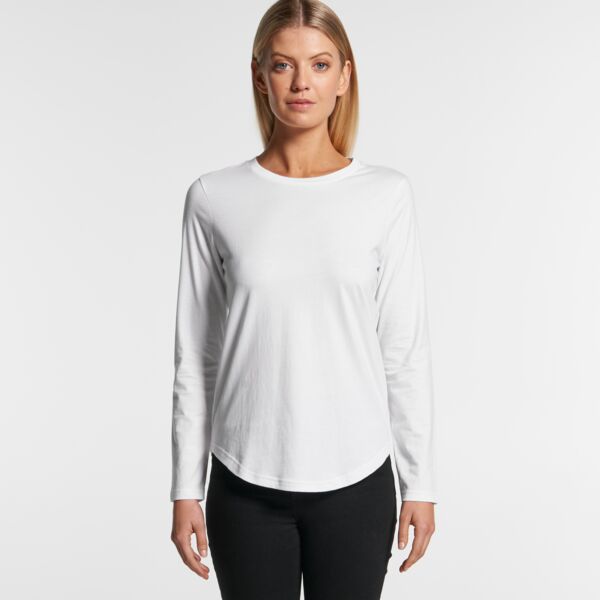 SALE | 4055 Women's Curve L/S Tee - White Thumbnail